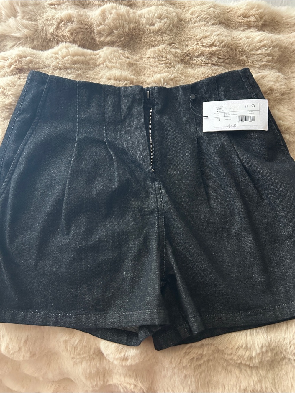 IRO Black Denim High-Rise Jean Shorts ‘Michana’ Sz 38